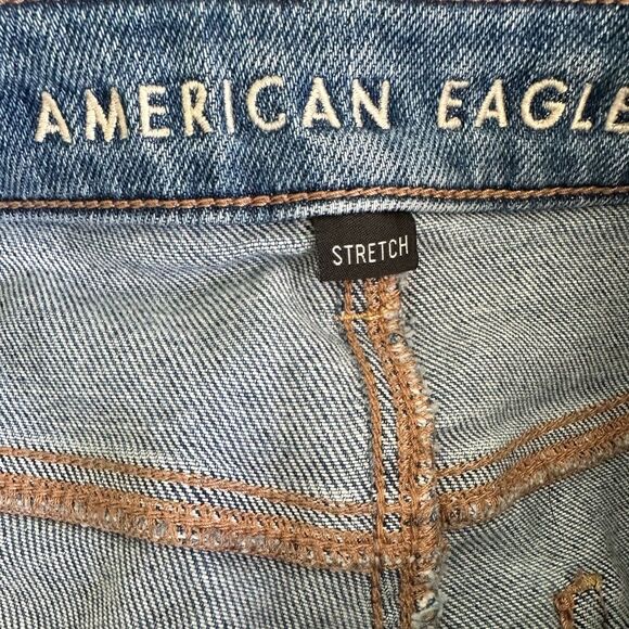 American Eagle Vintage Distressed Ripped Hem High Rise Mom Jeans Boho Western 4 - Picture 4 of 5